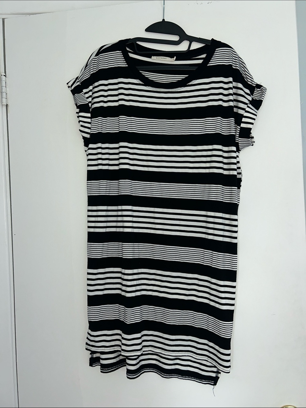 Casual Black & White Striped Midi Dress by H&M